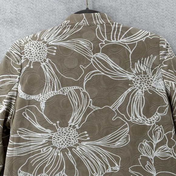 Susan Graver Blazer Jacket Womens SMALL 3/4 Sleeve‎ Floral Cotton Shell Buttons - Picture 7 of 14